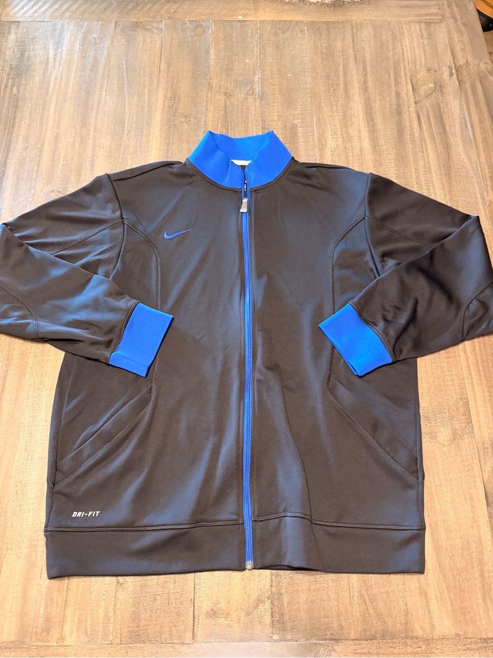Nike Full Zip Mens Size Large Black Blue Dri-Fit Thermal Jacket